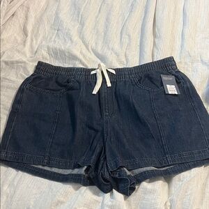 Universal Thread Navy Elastic-Waist Denim Shorts with Drawstring